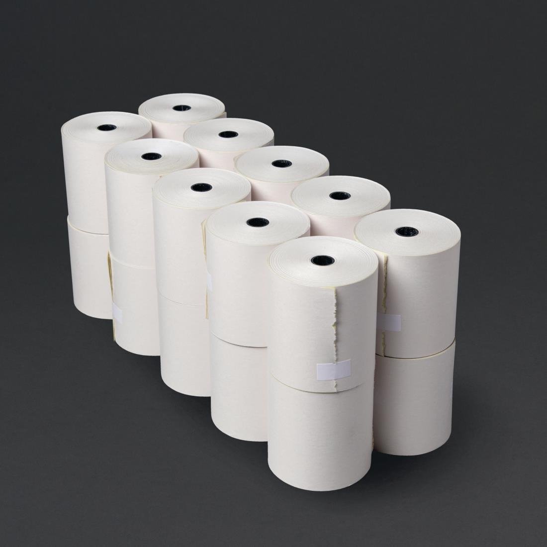 Rouleau de caisse Olympia 2 plis non thermique blanc et jaune 76 x 70 mm (lot de 20) - NISBETS