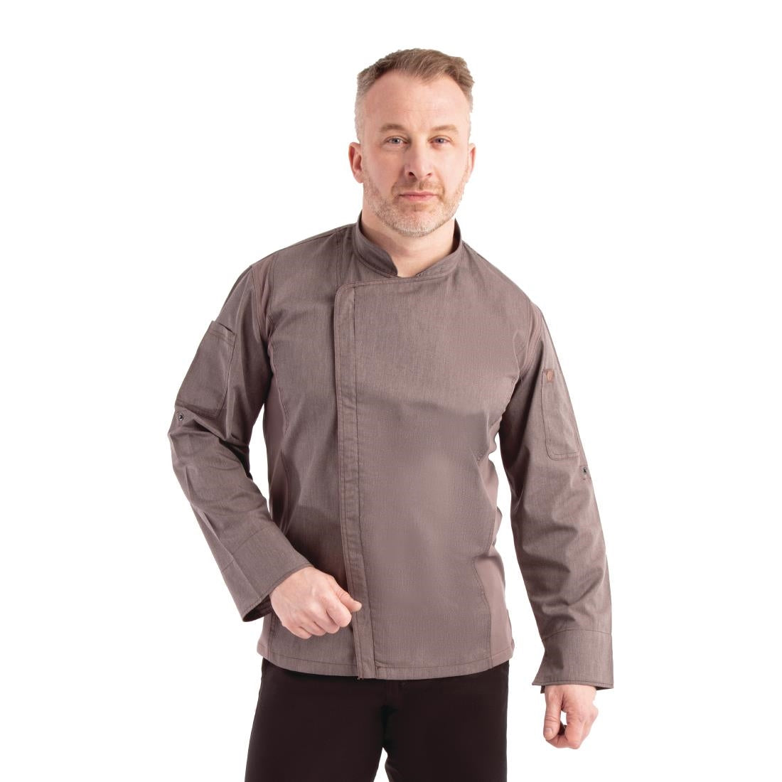 Veste de cuisine mixte légère à fermeture éclair Hartford Chef Works Urban gris graphite M - NISBETS