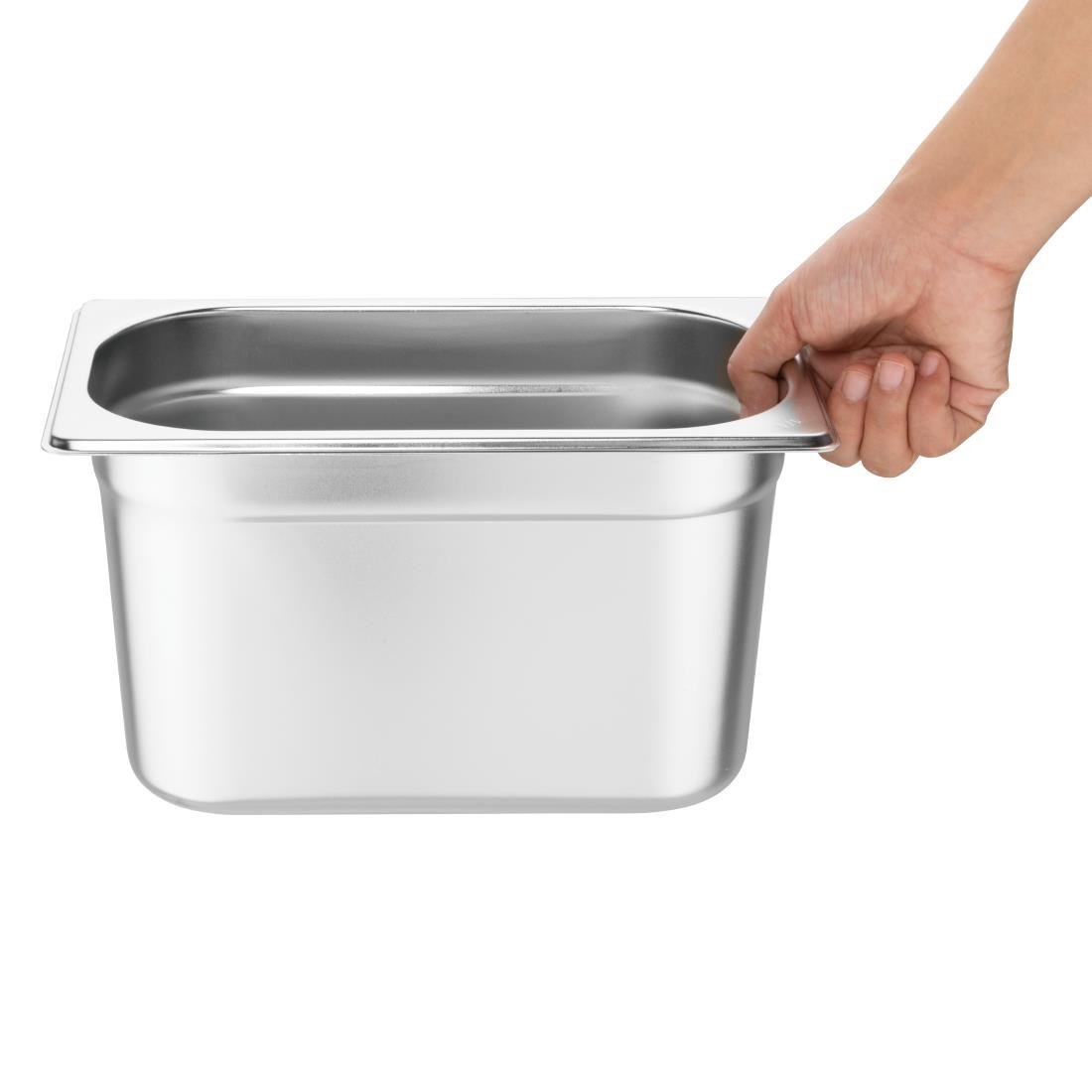 Ensemble de 4 bacs GN 1/4 en inox avec couvercles Vogue - NISBETS