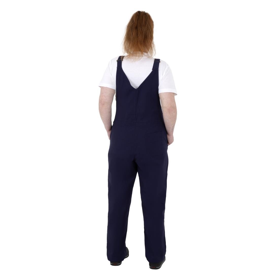 Salopette à plastron et bretelles en toile de coton Southside bleu marine XL - NISBETS