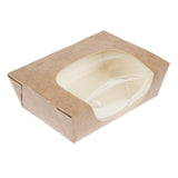 Barquettes à salade kraft recyclables avec fenêtre acétate 825ml (lot de 200) - NISBETS