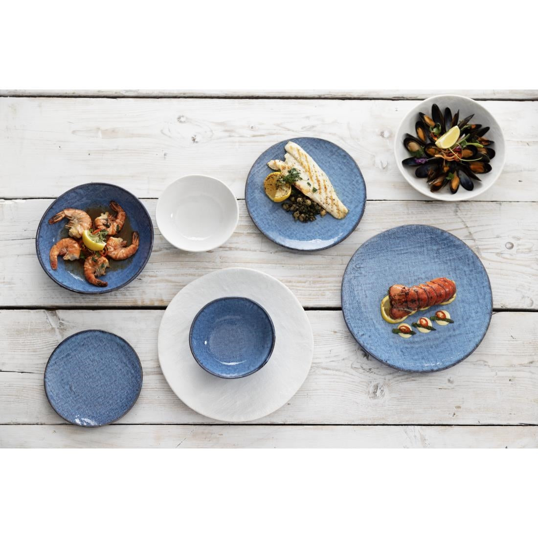 Bols plats Olympia Denim White 160 mm (lot de 6)