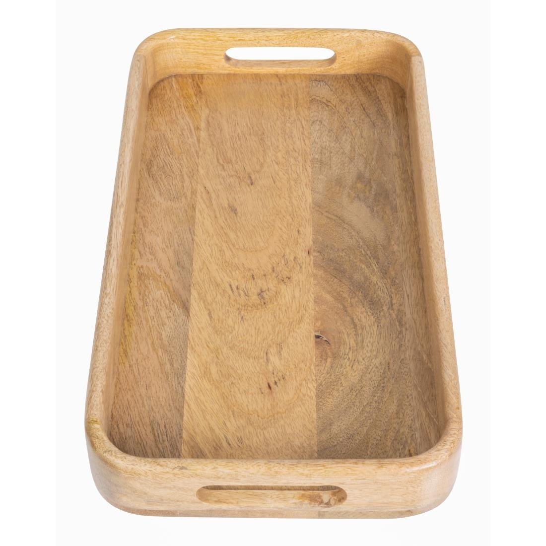 Plateau de service rectangulaire avec poignées intégrées en bois de manguier Olympia 430x230mm - NISBETS