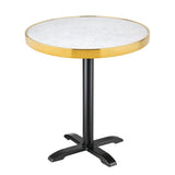 Plateau de table rond en marbre blanc avec bord effet laiton Bolero 600 mm - NISBETS