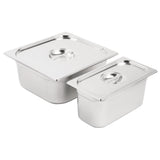 Ensemble de bacs GN 1/3 et 2/3 inox avec couvercles Vogue - NISBETS