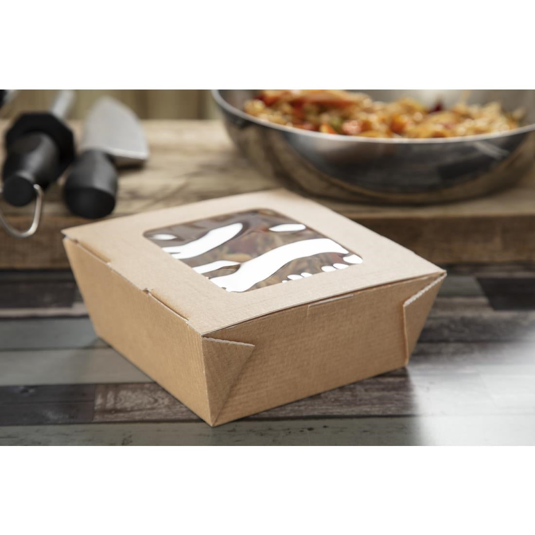 Boîtes alimentaires moyennes en carton avec fenêtre recyclables Huhtamaki 1070ml (lot de 270) - NISBETS