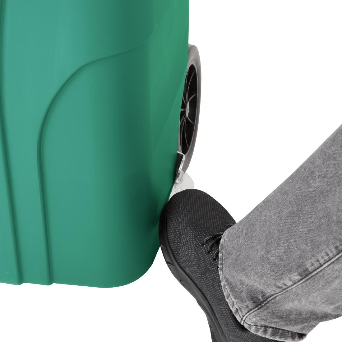 Poubelle à roulettes  avec pédale Jantex 120L verte