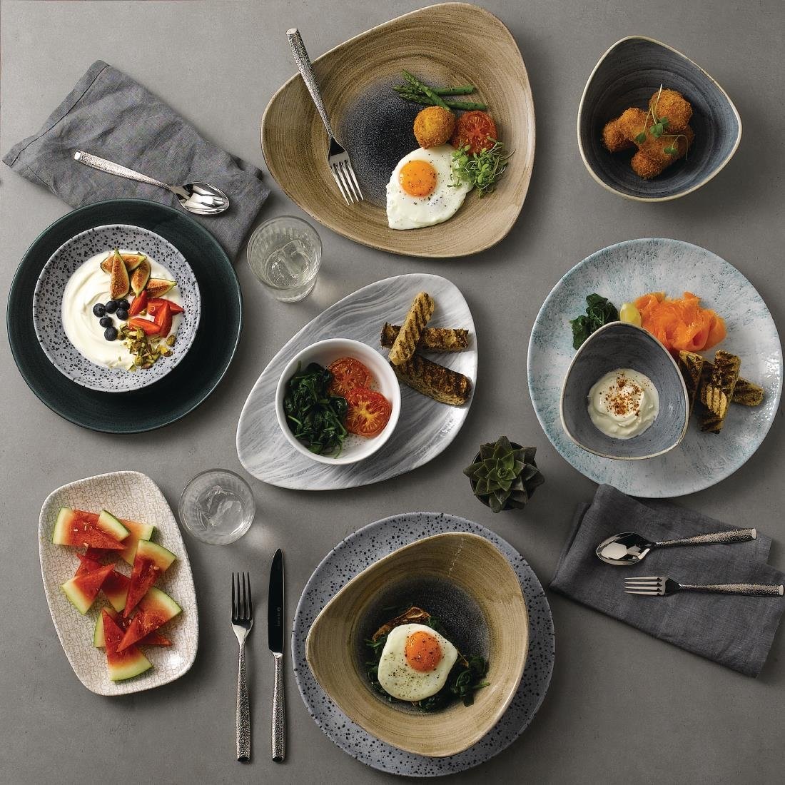 Assiettes rondes Churchill Stonecast Patina Rustic Teal 260mm (Lot de 12)