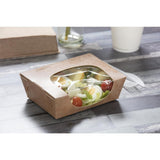 Barquettes à salade kraft recyclables avec fenêtre acétate 825ml (lot de 200) - NISBETS
