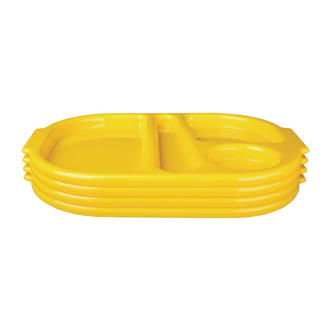 Petits plateaux repas à compartiments en polypropylène Olympia Kristallon jaunes 321mm (Box 10)