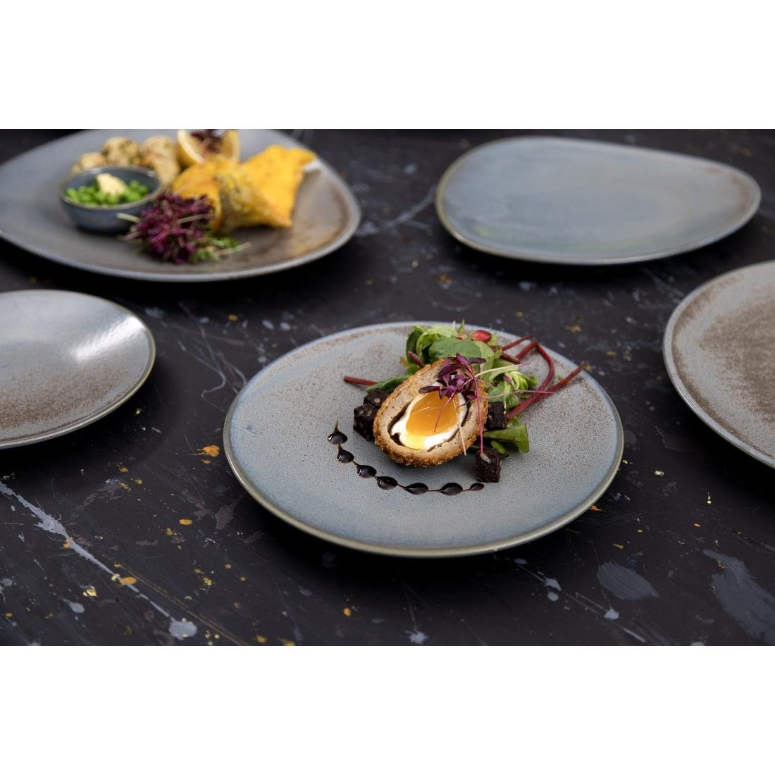 Assiettes plates Olympia Ember Blue 230mm (lot de 6)
