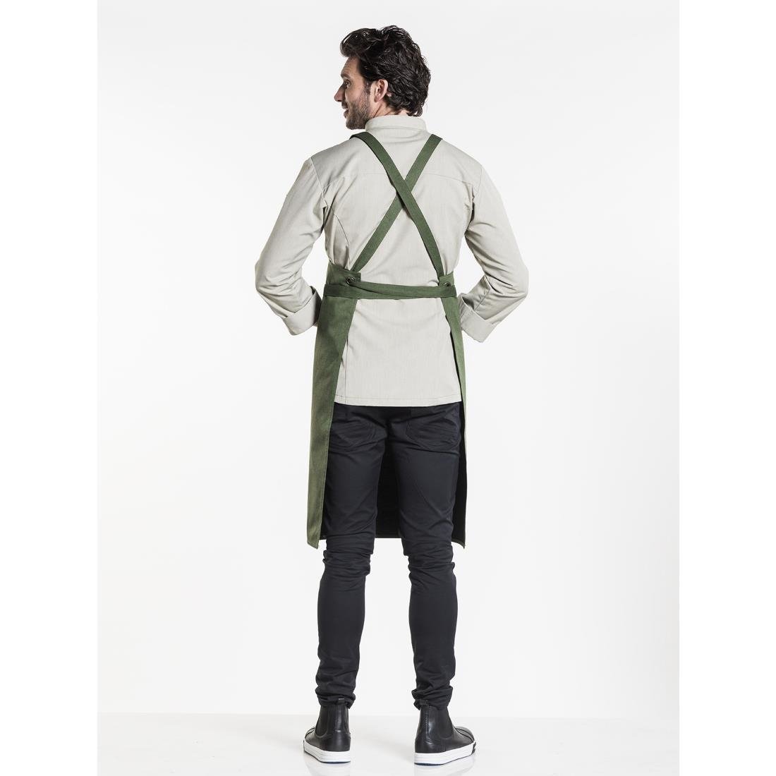 Tablier bavette croisé mixte Chaud Devant Nordic vert 75x100 cm