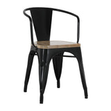 Fauteuils noirs à dossier incurvé avec assise en bois Bolero Bistro (lot de 4) - NISBETS