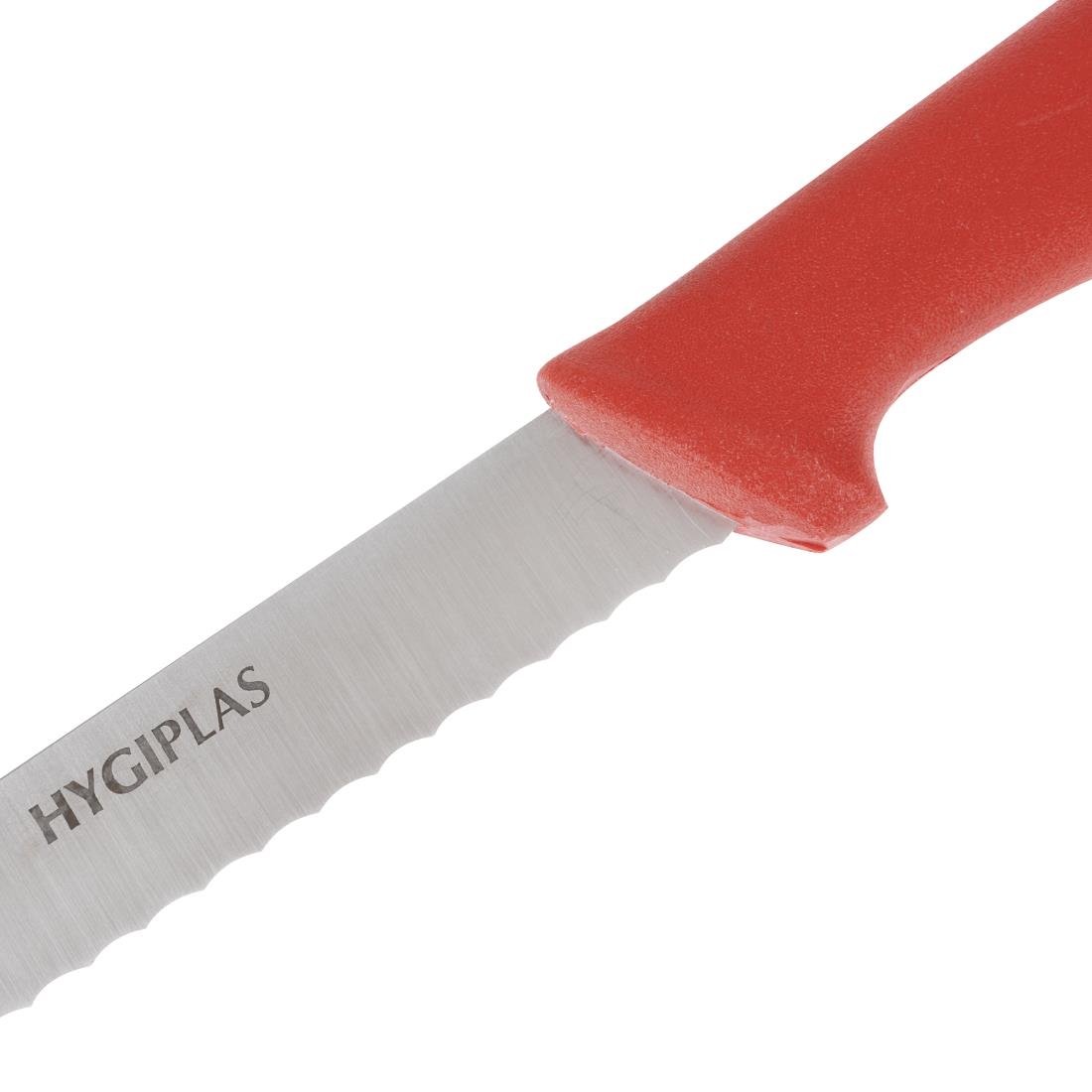 Couteau à trancher denté Hygiplas rouge 248mm - NISBETS