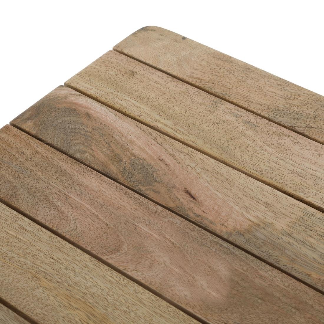 Table à manger à plateau à lattes en bois de manguier et piètement gris acier Bolero Bistro 650 mm - NISBETS