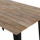 Table à manger à plateau à lattes en bois de manguier et piètement noir Bolero Bistro 1200 mm - NISBETS