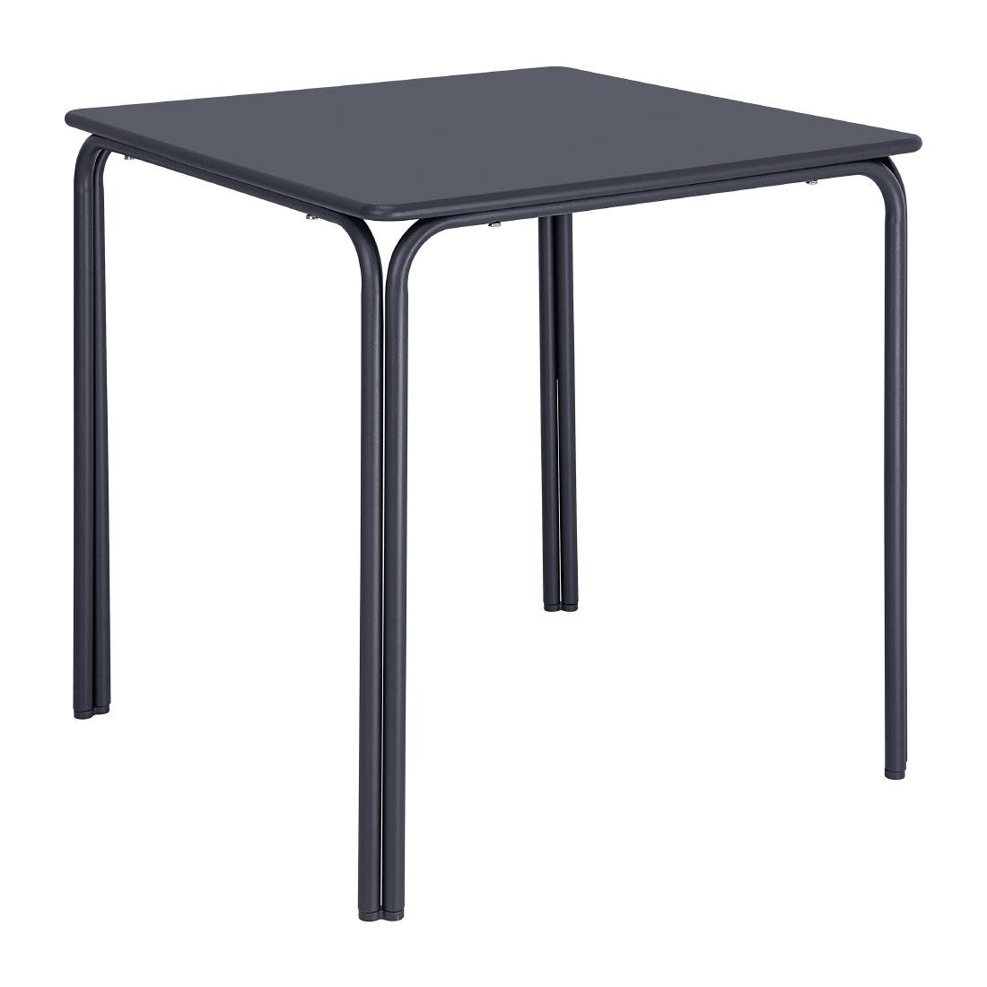 Table carrée en acier Bolero Adeline 700mm bleu ardoise