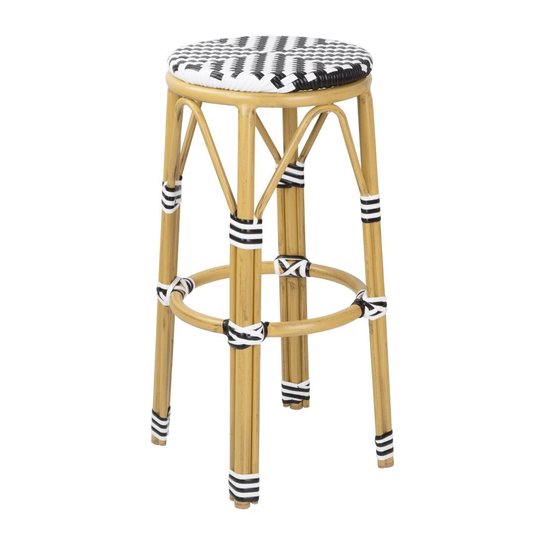 Tabourets de bar en rotin PE style parisien Bolero noirs (lot de 2)