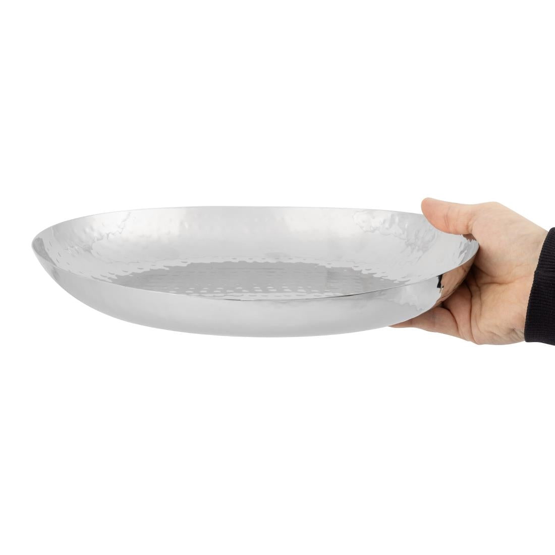 Plat ovale en acier inoxydable martelé Olympia 280x230mm