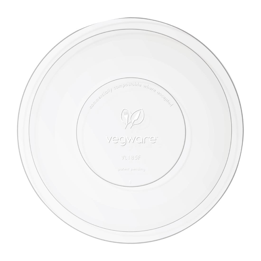 Couvercles plats compostables en PLA série 185 Vegware (lot de 300) - NISBETS