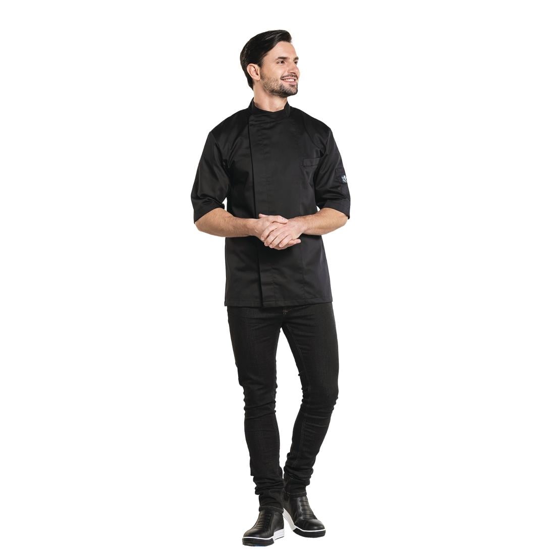 Veste de cuisine manches courtes Chaud Devant Bacio noire L - NISBETS