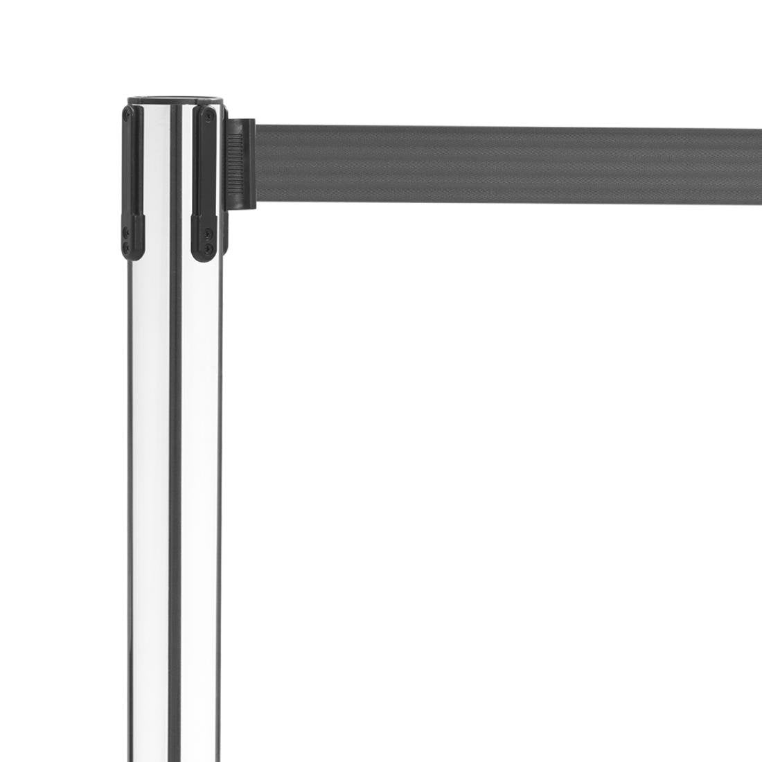 Barrière rétractable en inox poli Bolero sangle noire 3 m (lot de 2) - NISBETS