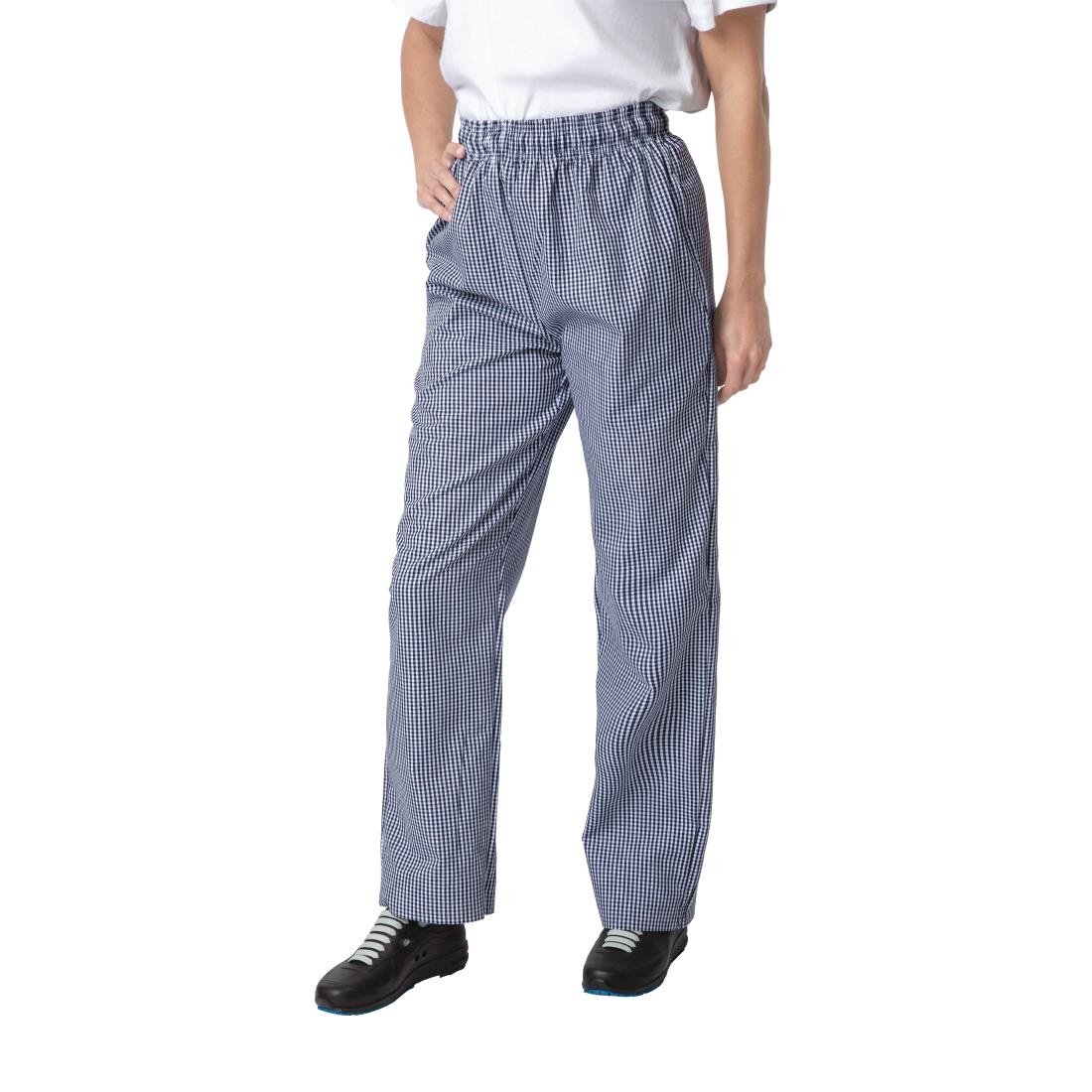 Pantalon de cuisine mixte Whites Vegas petits carreaux bleu et blanc - NISBETS