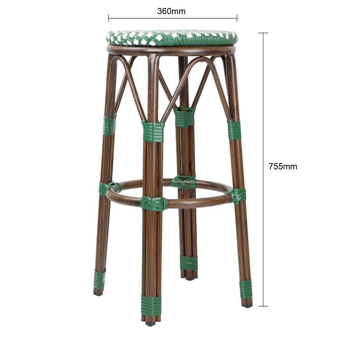 Tabourets de bar Parisian Style PE Rattan Bolero bois foncé verts (Lot de 2)