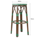 Tabourets de bar Parisian Style PE Rattan Bolero bois foncé verts (Lot de 2)