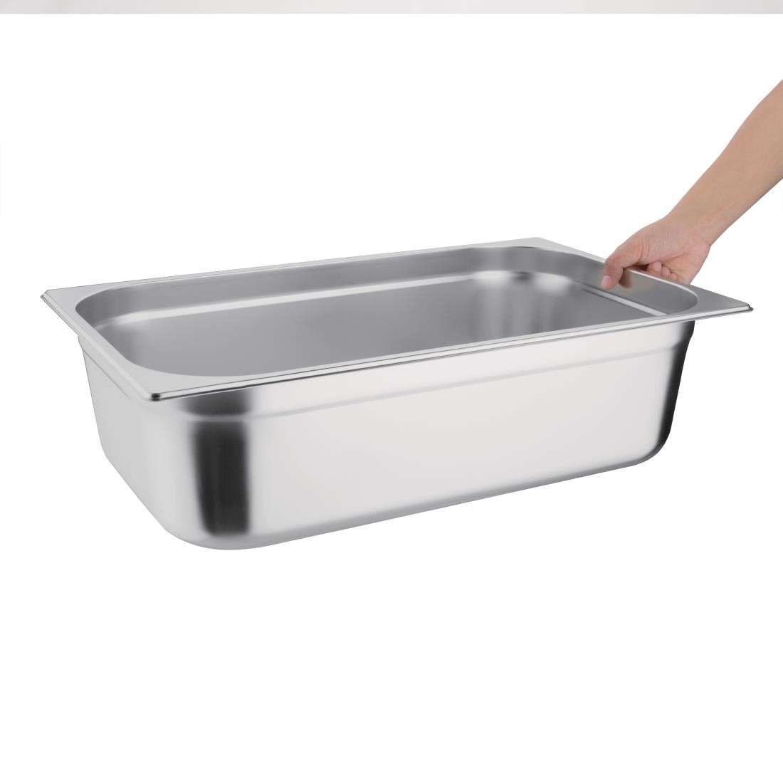 Bac GN 1/1 en inox avec couvercle Vogue - NISBETS