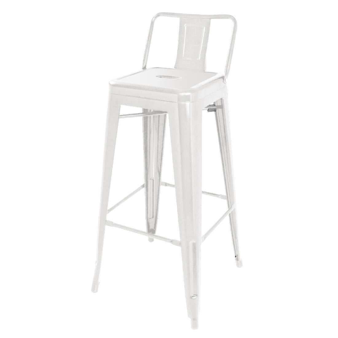 Tabouret haut Bolero Bistro en acier avec dossier blanc (lot de 4)