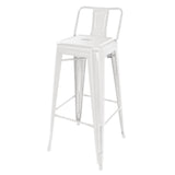 Tabouret haut Bolero Bistro en acier avec dossier blanc (lot de 4)