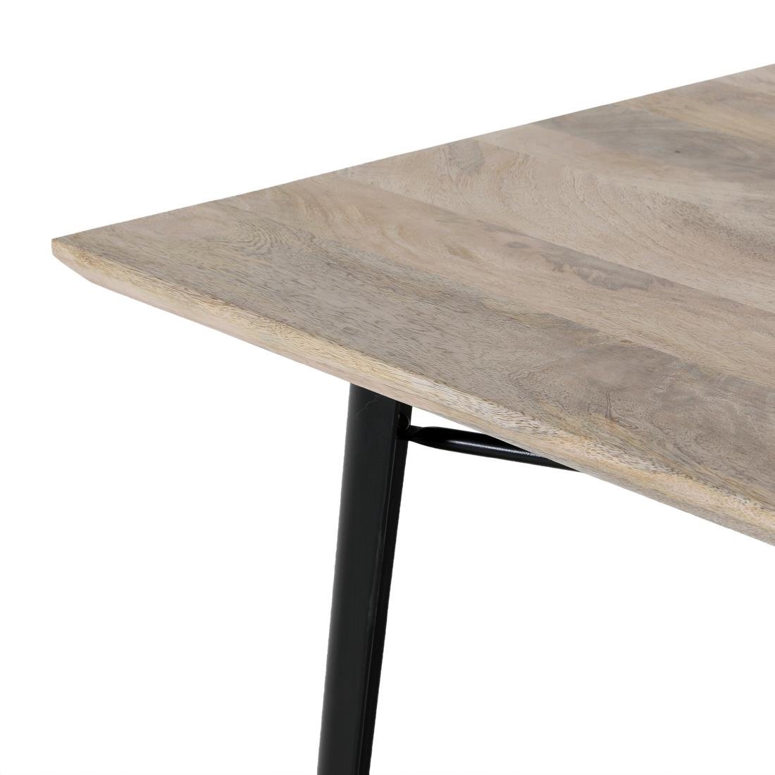 Table à manger avec plateau en bois de manguier lisse et piètement noir Bolero Bistro 1450 mm - NISBETS