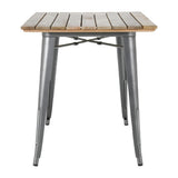 Table à manger à plateau à lattes en bois de manguier et piètement gris acier Bolero Bistro 1200 mm - NISBETS