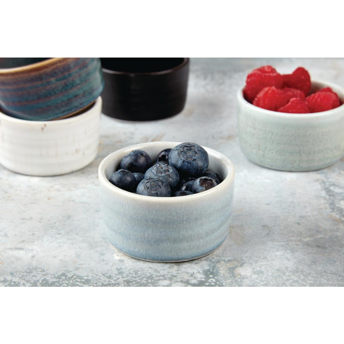 Pots à sauce bleu cristallin Olympia Cavolo 67mm (lot de 12)