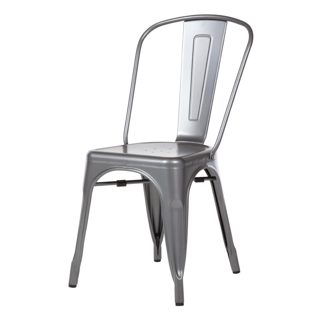 Chaises en acier gris métallisé Bolero Bistro (lot de 4) - NISBETS