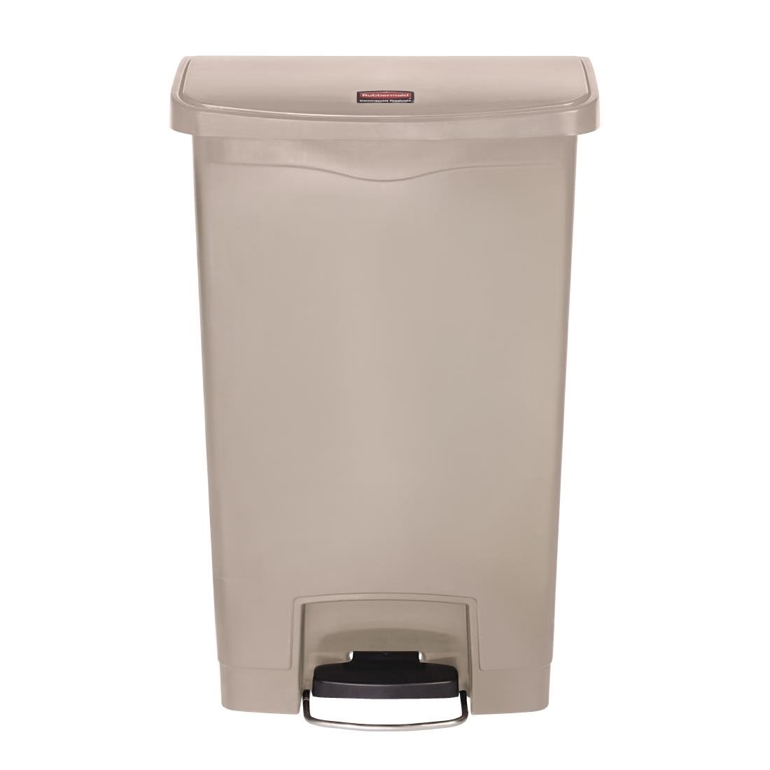 Poubelle à pédale frontale Rubbermaid Slim Jim beige 50L - NISBETS