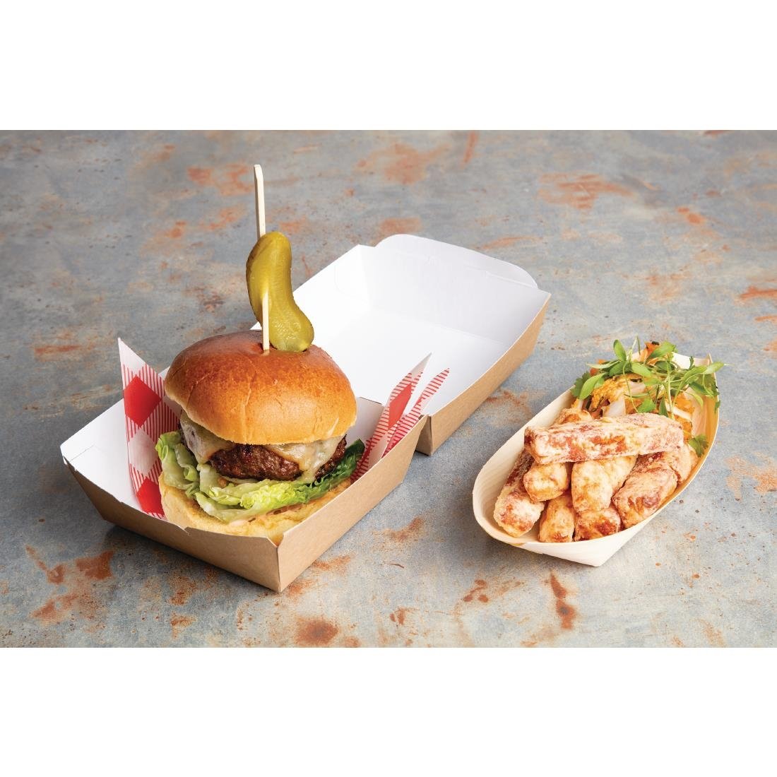 Petites boîtes burger kraft compostables Colpac 108mm (lot de 250) - NISBETS