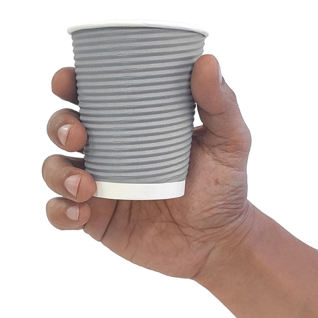 Gobelets paroi ondulée Fiesta Recyclable anthracite 225ml (lot de 25) - NISBETS