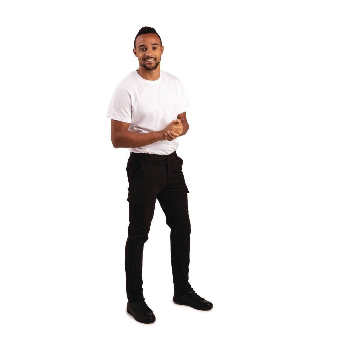 Pantalon homme slim stretch Cargo noir 4 - NISBETS