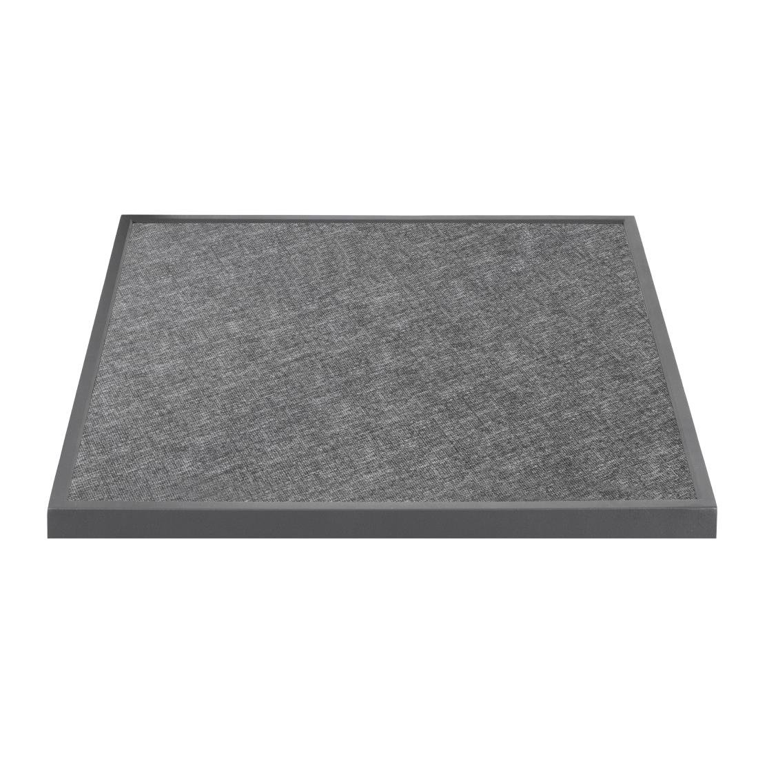 Plateau de table extérieur carré en verre trempé Bolero noir brossé bord gris 700 mm