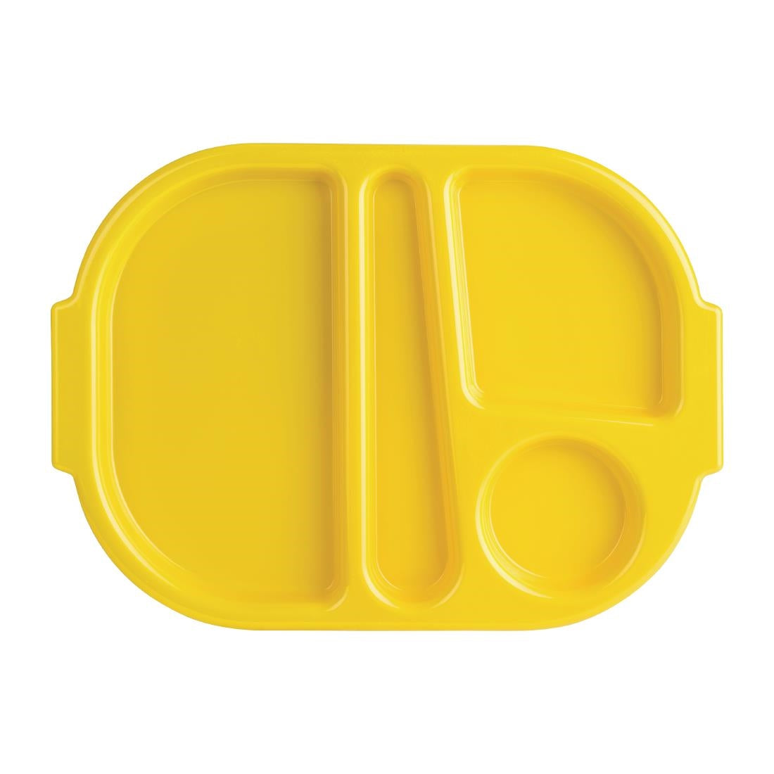 Petits plateaux repas à compartiments en polypropylène Olympia Kristallon jaunes 321mm (Box 10)