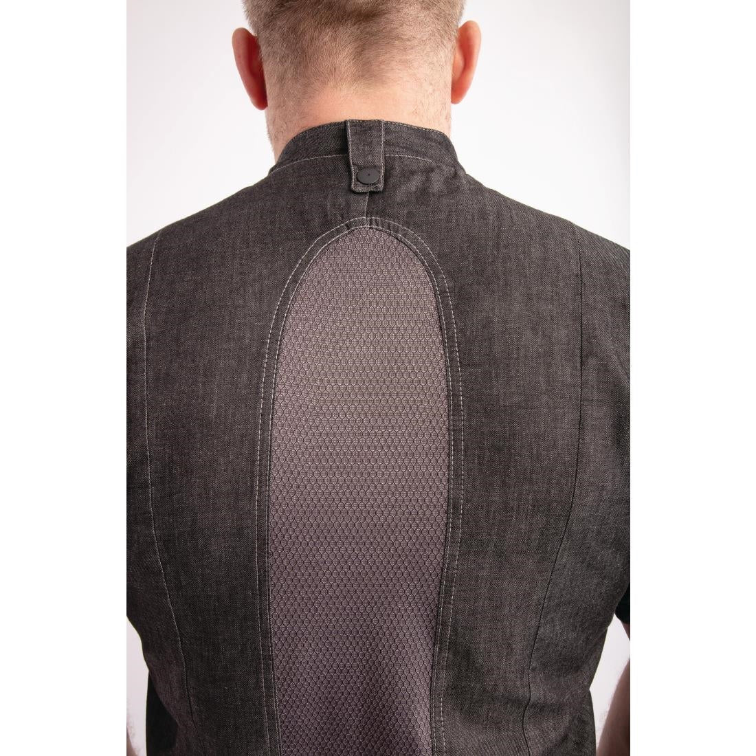 Veste mixte à boutons pression manches courtes Chef Works Tribeca denim noir S - NISBETS