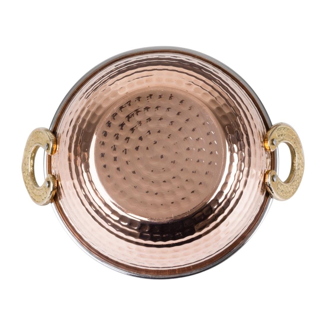 Plat Kadai en cuivre avec poignées en inox revêtement laiton Olympia 400ml