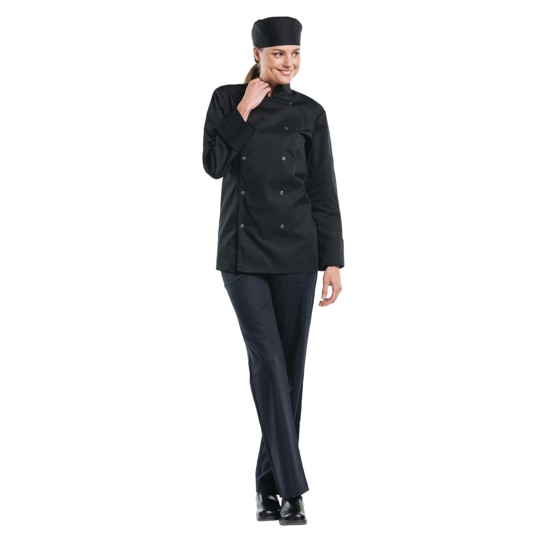 Veste de cuisine mixte Chaud Devant Hilton Poco manches longues noire - Taille M