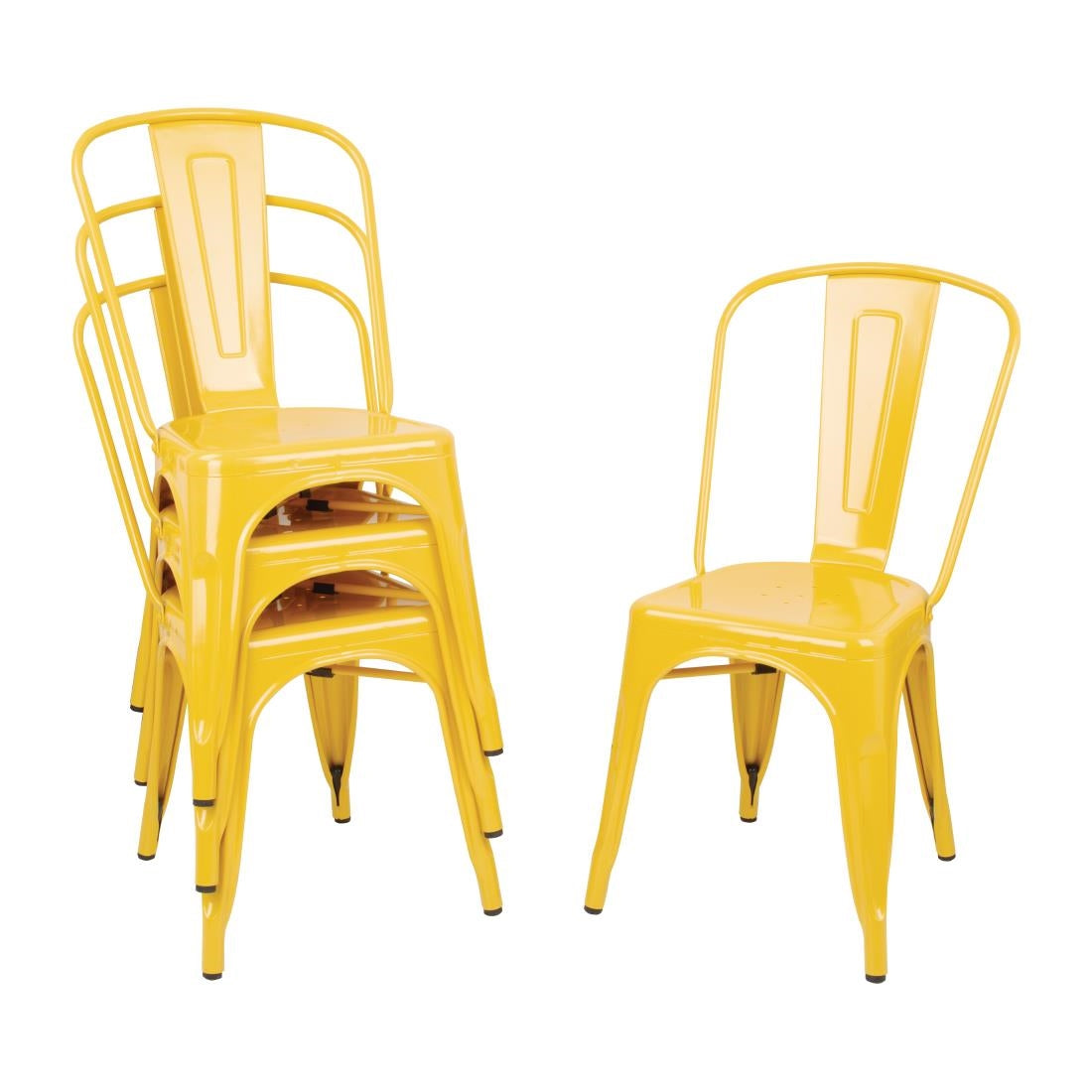 Chaises bistro en acier Bolero jaunes (lot de 4)