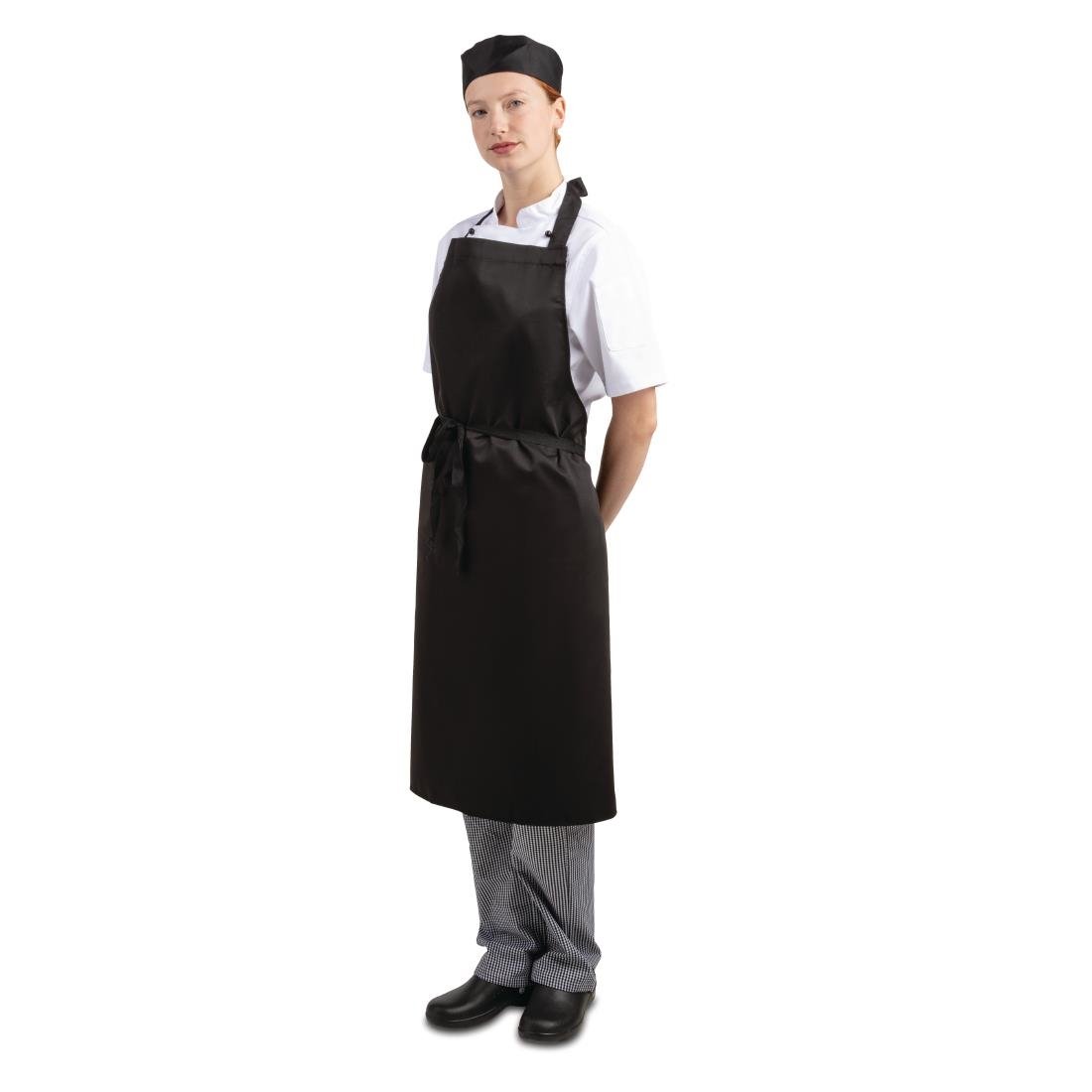 Tabliers bavette en polycoton Whites noirs (lot de 5)