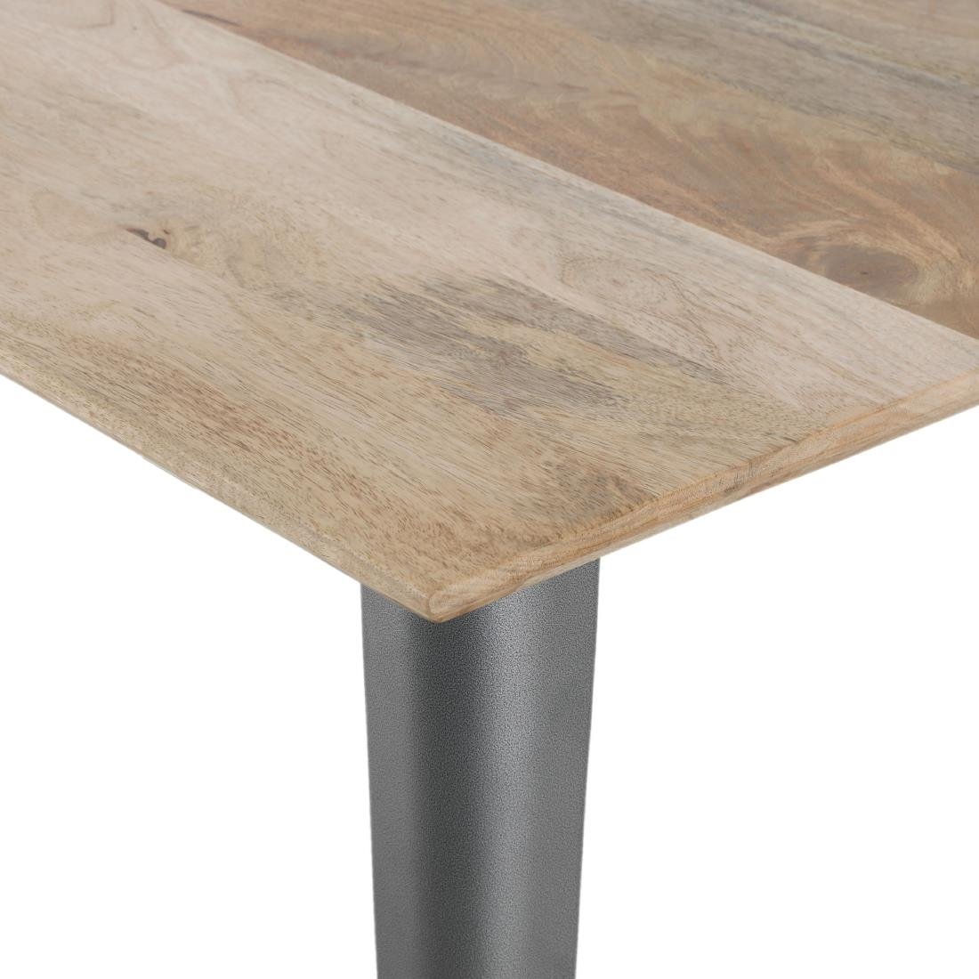 Table à manger avec plateau en bois de manguier lisse et piètement gris acier Bolero Bistro 1450 mm - NISBETS