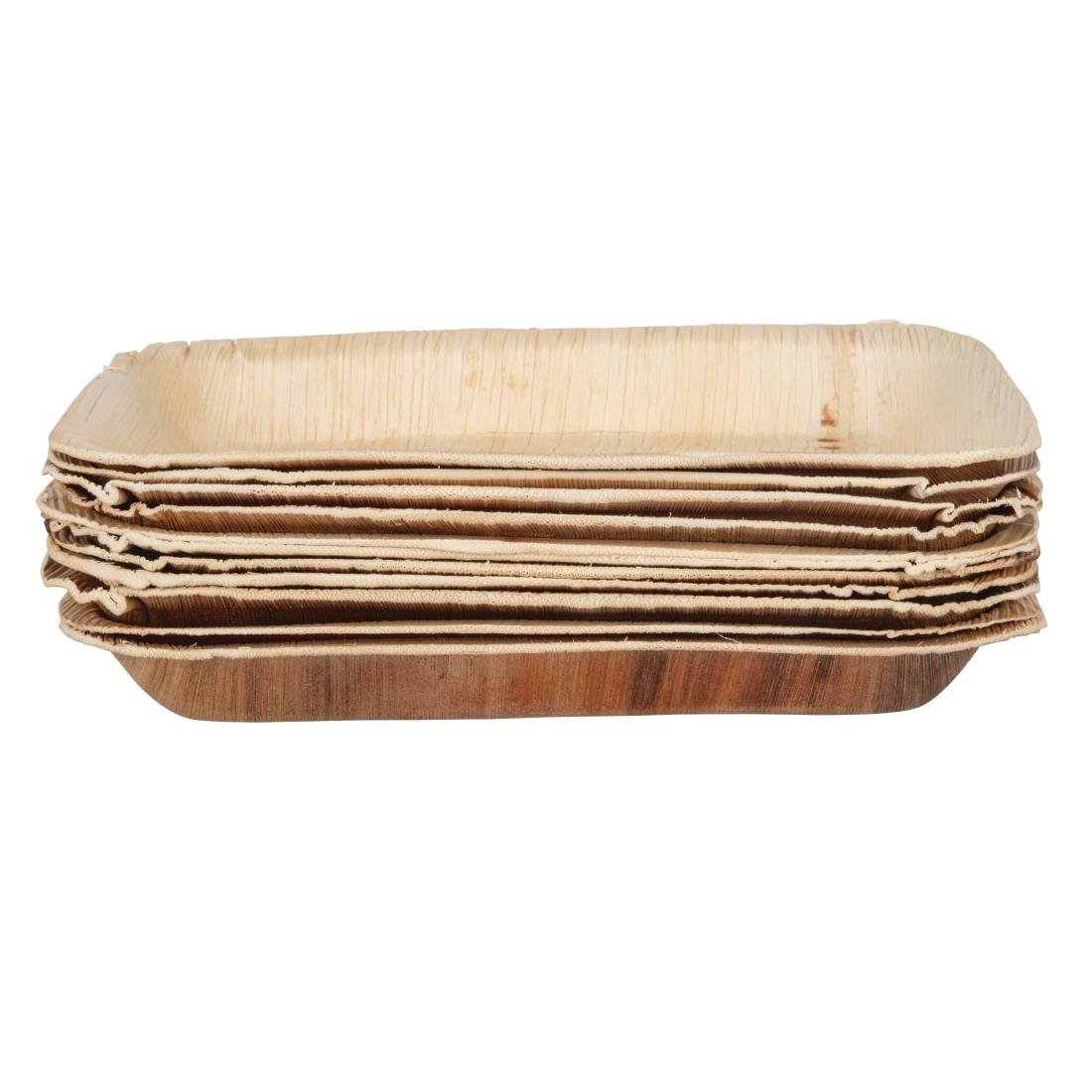 Assiettes creuses rectangulaires en feuilles de palmier Fiesta Compostable 250mm (lot de 100)