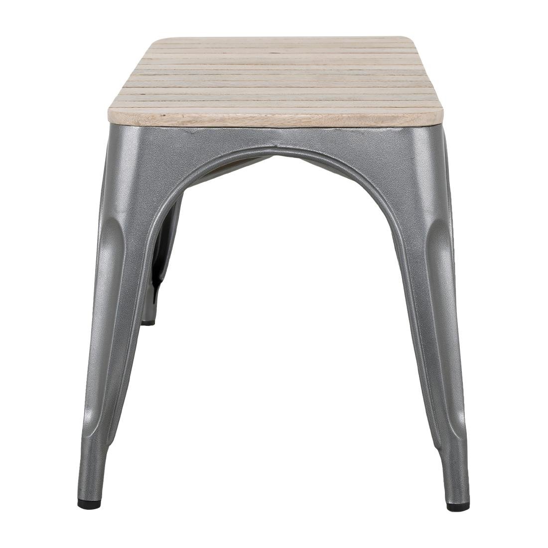 Banc d'intérieur à lattes en bois de manguier et cadre - NISBETS
